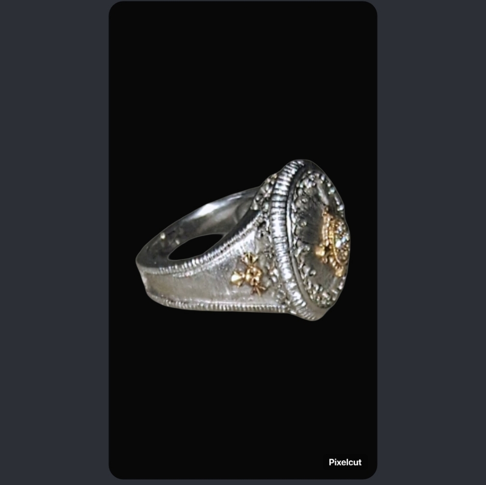 Gabriel & Co 18k Diamond Sterling Silver Women's Ring Dome Ring